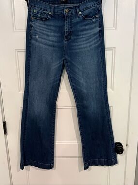 7 For All Mankind Women's Dark Blue Wide Leg Jeans